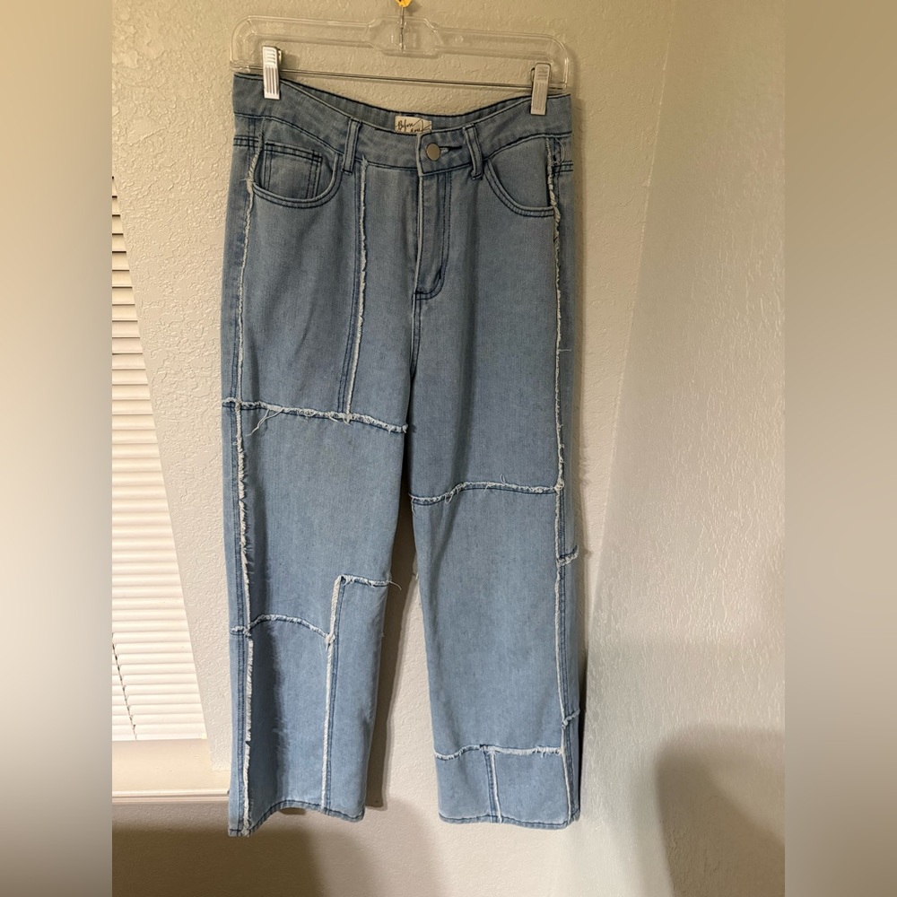 Women's Light Blue Patchwork Jeans